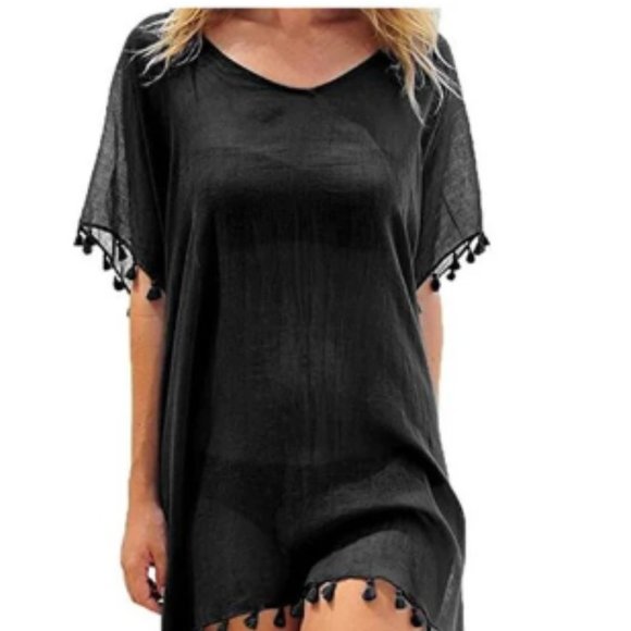 Black Tassel Women's Cover Up - Picture 1 of 1